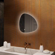 54x54 cm Unregelmäßiger Spiegel mit Beleuchtung, 54x54cm, Zweifarbig, Berührungsempfindlicher Schalter