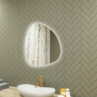 64x64 cm Unregelmäßiger Spiegel mit Beleuchtung, 64x64cm, Zweifarbig, Berührungsschalter, Heizmatte