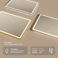 100x70 cm Runder Badezimmerspiegel beleuchtet 100x70cm mit zwei Farben, Touch-Schalter, Heizmatte, Bluetooth-Lautsprecher