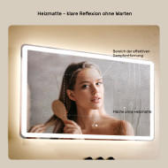 100x70 cm Runder Badezimmerspiegel beleuchtet 100x70cm mit zwei Farben, Touch-Schalter, Heizmatte, Bluetooth-Lautsprecher