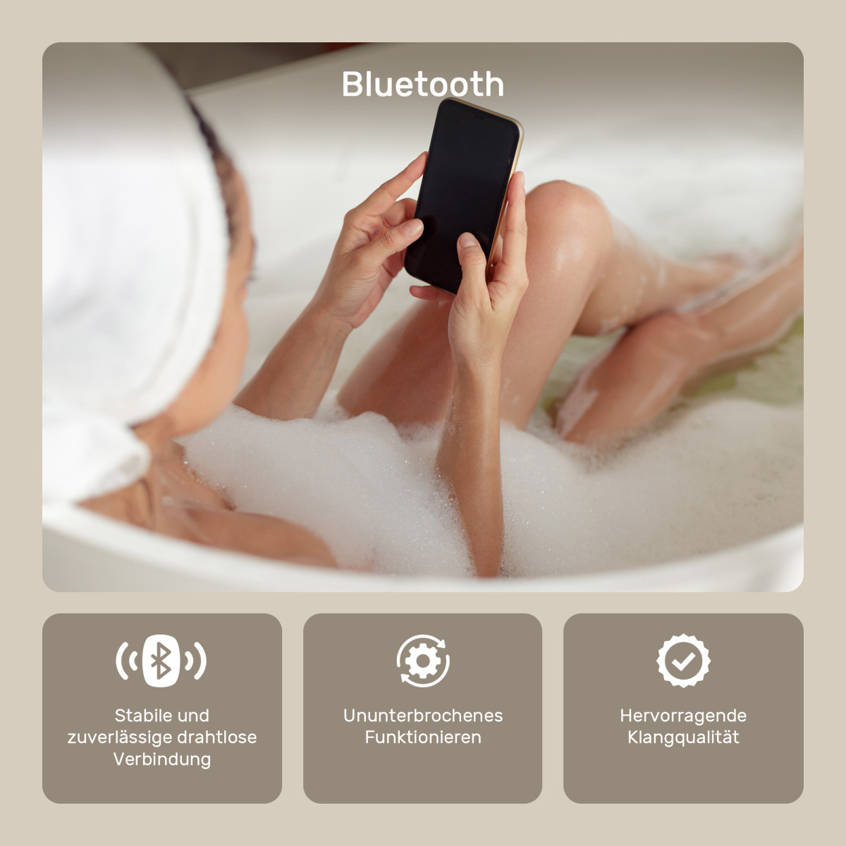 100x70 cm Runder Badezimmerspiegel beleuchtet 100x70cm mit zwei Farben, Touch-Schalter, Heizmatte, Bluetooth-Lautsprecher