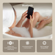 100x70 cm Runder Badezimmerspiegel beleuchtet 100x70cm mit zwei Farben, Touch-Schalter, Heizmatte, Bluetooth-Lautsprecher