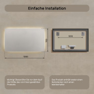 120x70 cm Rechteckiger Badezimmerspiegel beleuchtet 120x70cm mit neutraler Farbe 4500K