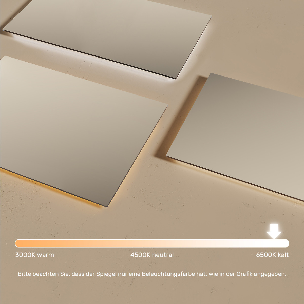 120x70 cm Rechteckiger Badezimmerspiegel beleuchtet 120x70cm mit kalter Farbe LED 7000K