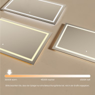 120x70 cm Rechteckiger Badezimmerspiegel beleuchtet 120x70cm mit Touch-Schalter, warme Farbe 3000K