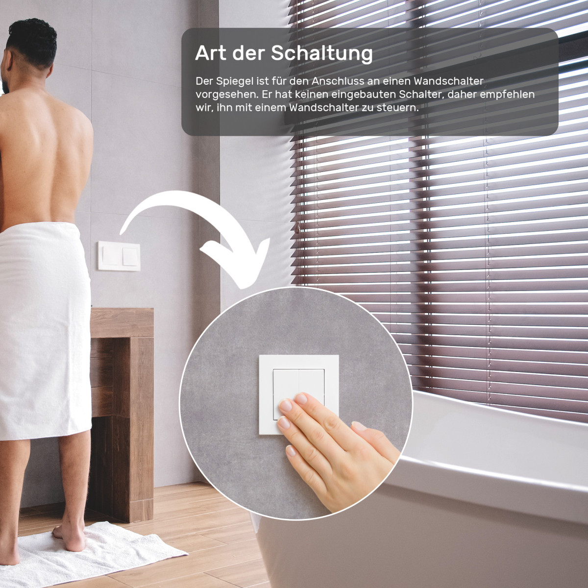 60x60 cm Runder Badezimmerspiegel beleuchtet 60cm mit neutraler Farbe 4500K