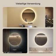 80x80 cm Runder Badezimmerspiegel beleuchtet 80cm mit neutraler Farbe 4500K