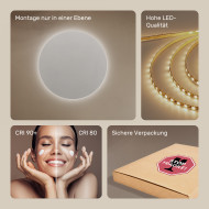 80x80 cm Runder Badezimmerspiegel beleuchtet 80cm mit kalter Farbe LED 7000K
