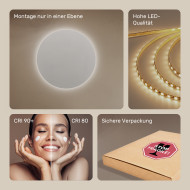 70x70 cm Runder Badezimmerspiegel 70cm beleuchtet mit kalter Farbe LED 7000K