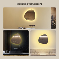 54x54 cm Dekorativer unregelmäßiger beleuchteter LED-Spiegel 54x54cm mit warmer Farbe 3000K