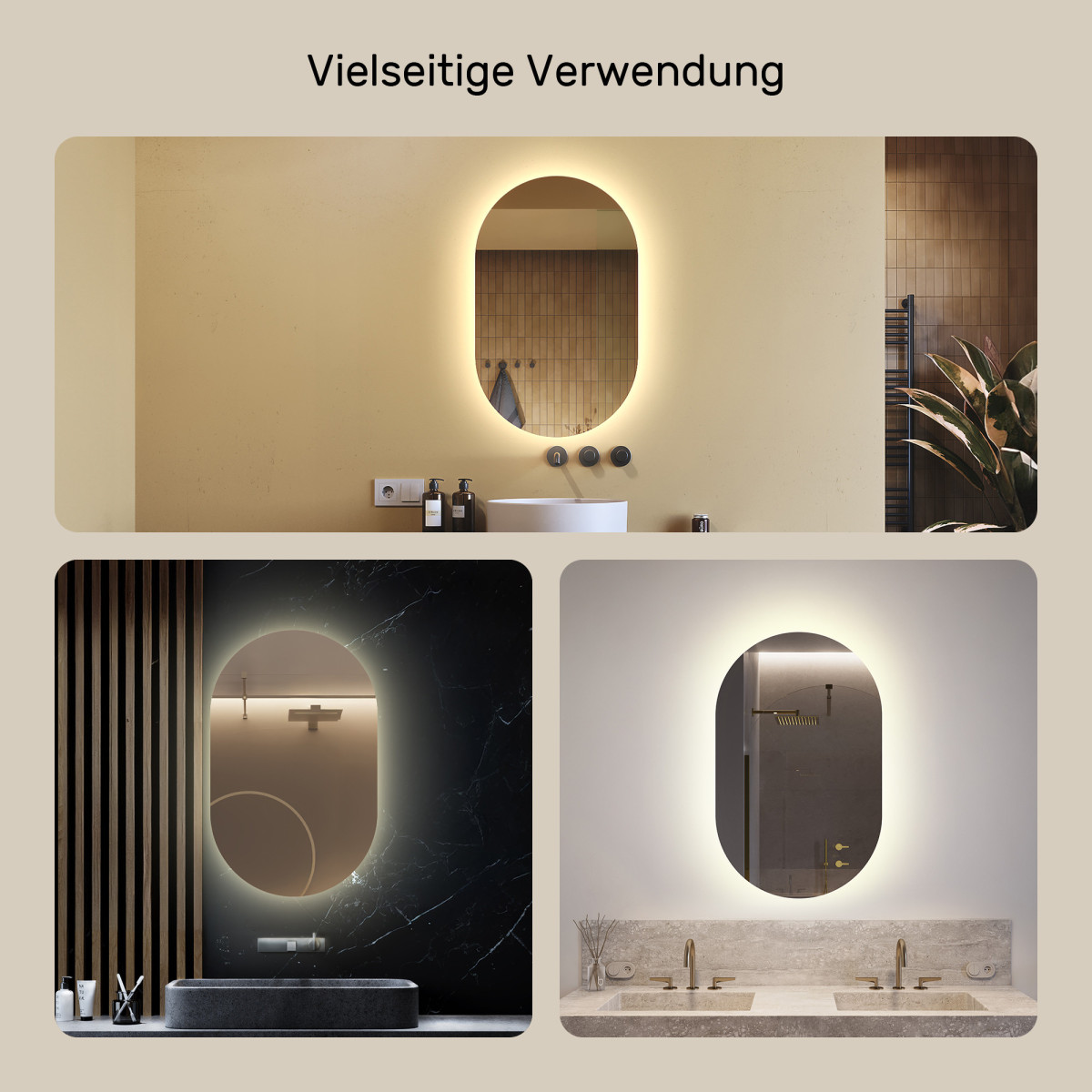 50x80 cm Badezimmerspiegel beleuchtet 50x80cm mit neutraler Farbe 4500K