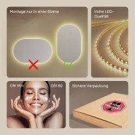 50x80 cm Badezimmerspiegel beleuchtet 50x80cm mit warmer Farbe 3000K