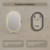 50x80 cm Badezimmerspiegel beleuchtet 50x80cm mit warmer Farbe 3000K