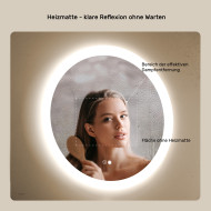 Runder LED-Badspiegel 60 cm mit Touch-Schalter und Spiegelheizung