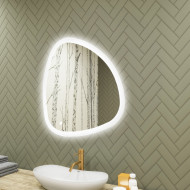 84x84 cm Unregelmäßiger Spiegel mit Beleuchtung, 84x84cm, Zweifarbig, Touch-Schalter, Heizmatte