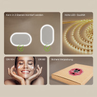 Ovaler LED-Badspiegel 80 × 50 cm mit Touch-Schalter und Spiegelheizung