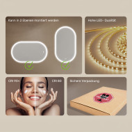 120x70 cm Beleuchteter Spiegel für das Badezimmer, 120x70cm, Zweifarbig, Berührungsschalter, Heizmatte