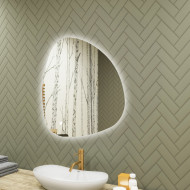 84x84 cm Unregelmäßig beleuchteter Spiegel, 84x84cm, Zweifarbig, Touch-Schalter, Heizmatte