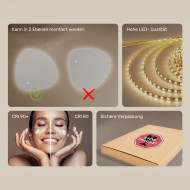 84x84 cm Unregelmäßig beleuchteter Spiegel, 84x84cm, Zweifarbig, Touch-Schalter, Heizmatte