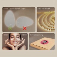 64x104 cm Unregelmäßiger Spiegel mit Beleuchtung, 64x104cm, Zweifarbig, Berührungsempfindlicher Schalter