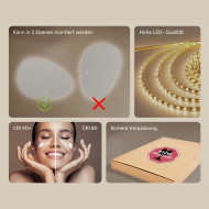 114x84 cm Unregelmäßiger Spiegel mit Beleuchtung, 114x84cm, Zweifarbig, Berührungsempfindlicher Schalter