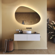 114x84 cm Unregelmäßiger Spiegel mit Beleuchtung, 114x84cm, Zweifarbig, Berührungsempfindlicher Schalter