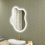 74x94 cm Unregelmäßiger Spiegel mit Beleuchtung, 74x94cm, Zweifarbig, Berührungsschalter