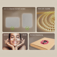 100x70 cm Abgerundeter Badezimmerspiegel mit LED-Beleuchtung, 100x70cm, Zweifarbig, Touch-Schalter