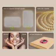 120x70 cm Abgerundeter Badezimmerspiegel mit LED-Beleuchtung, 120x70cm, Zweifarbig, Touch-Schalter