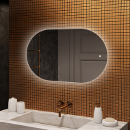 80x50 cm Beleuchteter Badezimmerspiegel, 80x50cm, Zweifarbig, Touch-Schalter