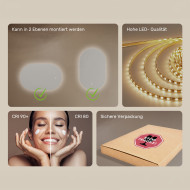 80x50 cm Beleuchteter Badezimmerspiegel, 80x50cm, Zweifarbig, Touch-Schalter