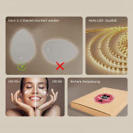 64x94 cm Unregelmäßiger Spiegel mit Beleuchtung, 64x94cm, Zweifarbig, Touch-Schalter, Heizmatte