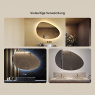 114x84 cm Beleuchteter unregelmäßiger Spiegel, 114x84cm, Zweifarbig, Touch-Schalter, Heizmatte