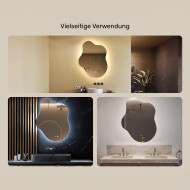 74x94 cm Unregelmäßiger Spiegel mit Beleuchtung, 74x94cm, Zweifarbig, Touch-Schalter, Heizmatte