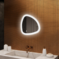 54x54 cm Beleuchteter unregelmäßiger Spiegel, 54x54cm, Zweifarbig, Touch-Schalter, Heizmatte