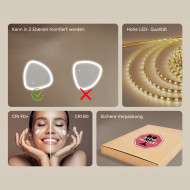 54x54 cm Beleuchteter unregelmäßiger Spiegel, 54x54cm, Zweifarbig, Touch-Schalter, Heizmatte