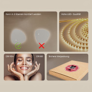 54x54 cm Unregelmäßiger Spiegel mit Beleuchtung, 54x54cm, Zweifarbig, Berührungsempfindlicher Schalter