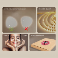 64x64 cm Unregelmäßiger Spiegel mit Beleuchtung, 64x64cm, Zweifarbig, berührungsempfindlicher Schalter