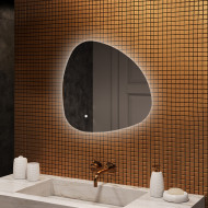 74x74 cm Unregelmäßiger Spiegel mit Beleuchtung, 74x74cm, Zweifarbig, Berührungsempfindlicher Schalter