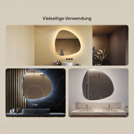 94x94 cm Badezimmerspiegel mit Beleuchtung, 94x94cm, Zweifarbig, Touch-Schalter