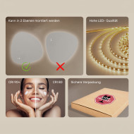 94x94 cm Unregelmäßiger Spiegel mit Beleuchtung, 94x94cm, Zweifarbig, Touch-Schalter, Heizmatte