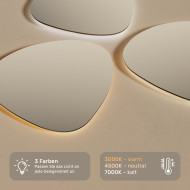 94x84 cm Badezimmerspiegel mit Beleuchtung, 94x84cm, Zweifarbig, Touch-Schalter, Heizmatte