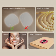 94x84 cm Badezimmerspiegel mit Beleuchtung, 94x84cm, Zweifarbig, Touch-Schalter, Heizmatte