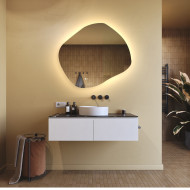 94x84 cm Badezimmerspiegel mit Beleuchtung, 94x84cm, Zweifarbig, Touch-Schalter, Heizmatte