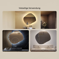 104x94 cm Badezimmerspiegel mit Beleuchtung, 104x94cm, Zweifarbig, Touch-Schalter
