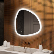 84x84 cm Unregelmäßiger Spiegel mit Beleuchtung, 84x84cm, Zweifarbig, Touch-Schalter, Heizmatte