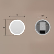 Runder LED-Badspiegel 60 cm mit Touch-Schalter und Spiegelheizung