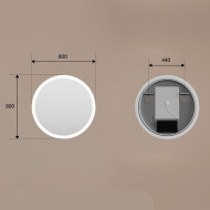 Runder LED-Badspiegel 80 cm mit Touch-Schalter und Spiegelheizung