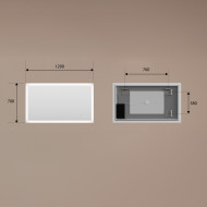 Rechteckiger LED-Badspiegel 120 × 70 cm mit Touch-Schalter und Spiegelheizung