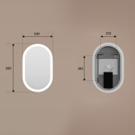 Ovaler LED-Badspiegel 80 × 50 cm mit Touch-Schalter und Spiegelheizung